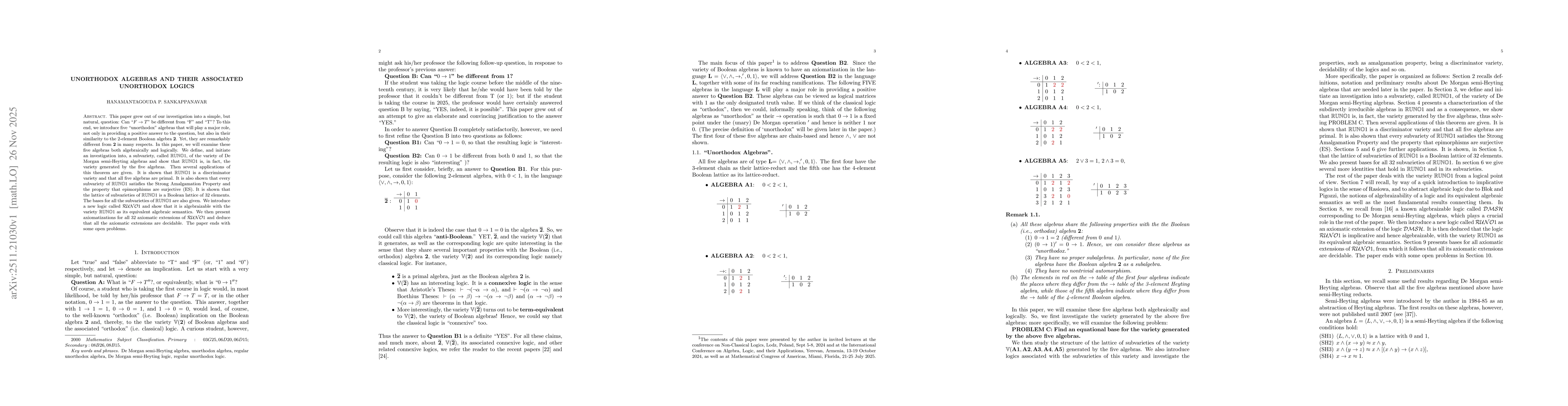 Thumbnail for Unorthodox Algebras and their associated Unorthodox Logics
