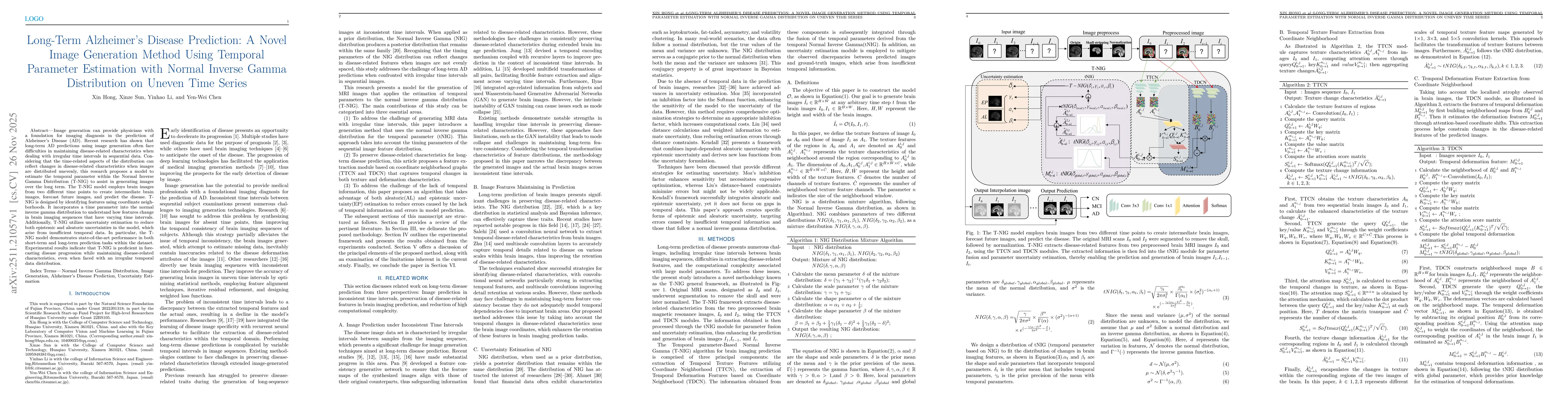 Thumbnail for Long-Term Alzheimers Disease Prediction: A Novel Image Generation Method Using Temporal Parameter Estimation with Normal Inverse Gamma Distribution on Uneven Time Series