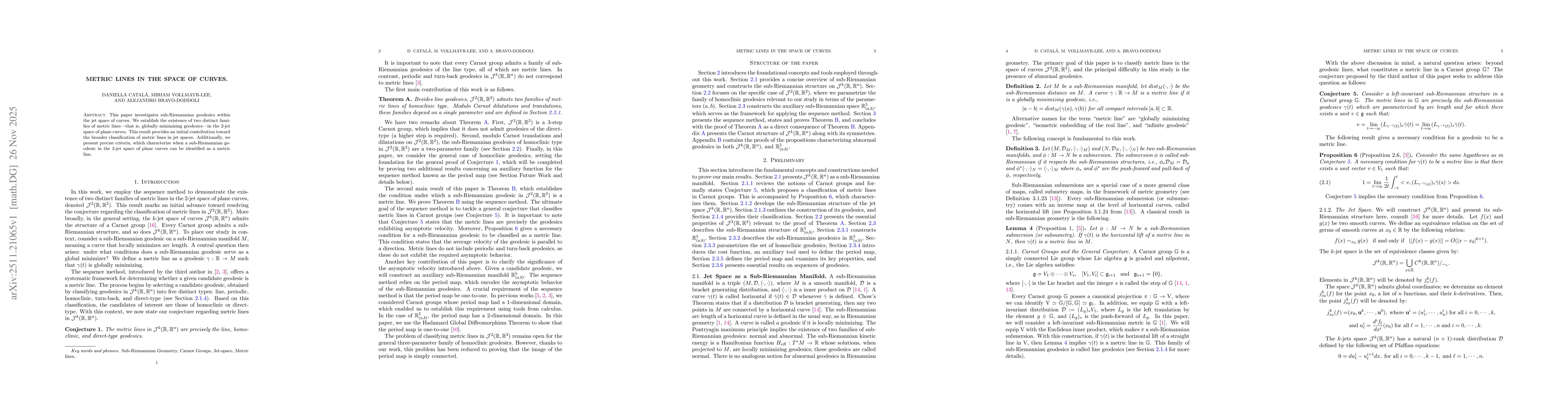 Thumbnail for Metric Lines in the Space of Curves