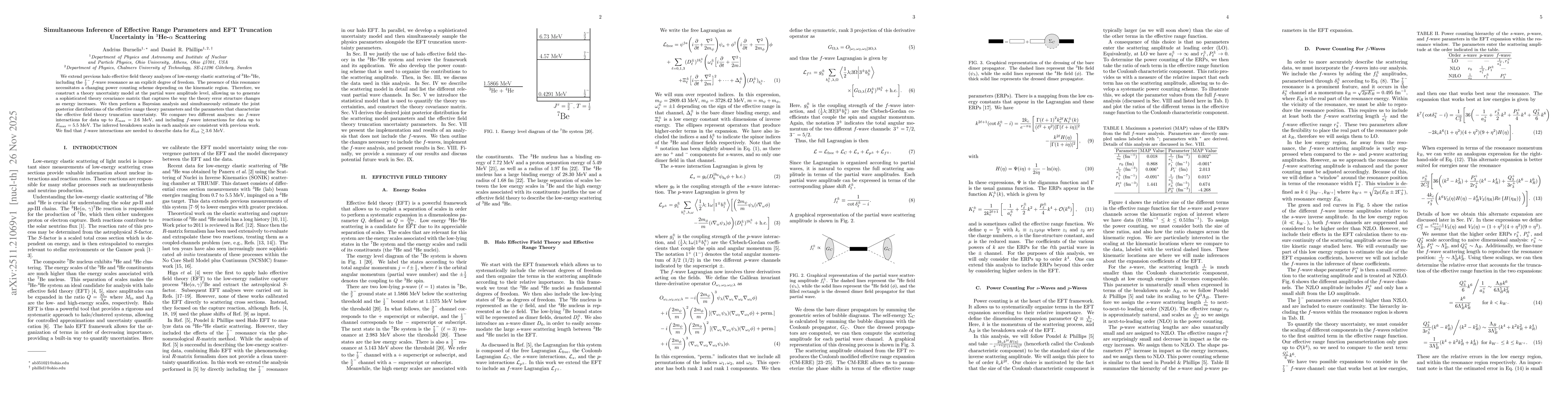 Thumbnail for Simultaneous Inference of Effective Range Parameters and EFT Truncation Uncertainty in $^{3}$He-$α$ Scattering