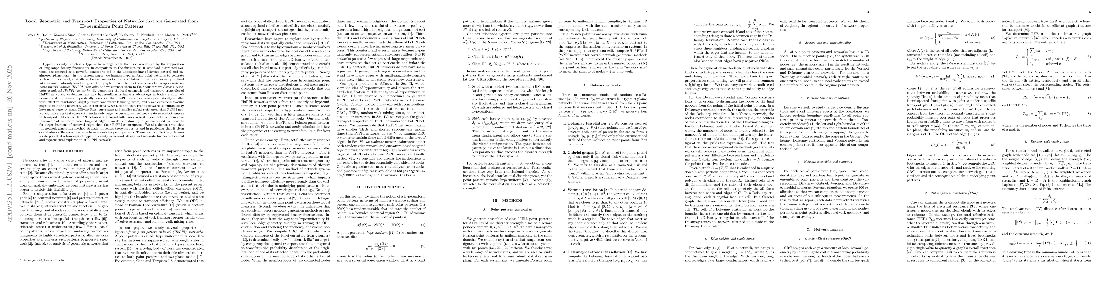 Thumbnail for Local Geometric and Transport Properties of Networks that are Generated from Hyperuniform Point Patterns