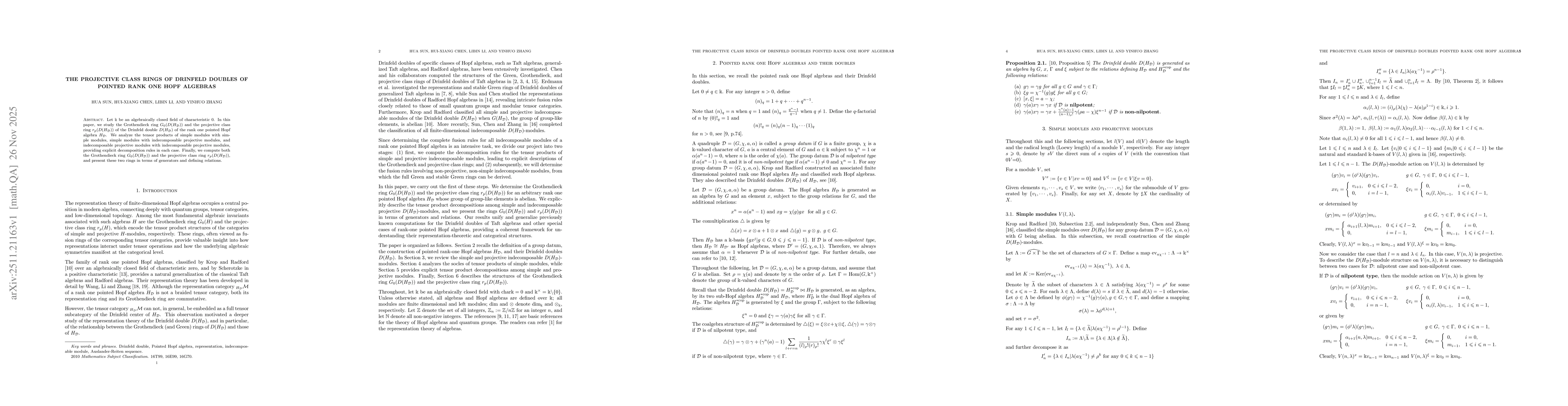 Thumbnail for The Projective Class Rings of Drinfeld doubles of pointed rank one Hopf algebras