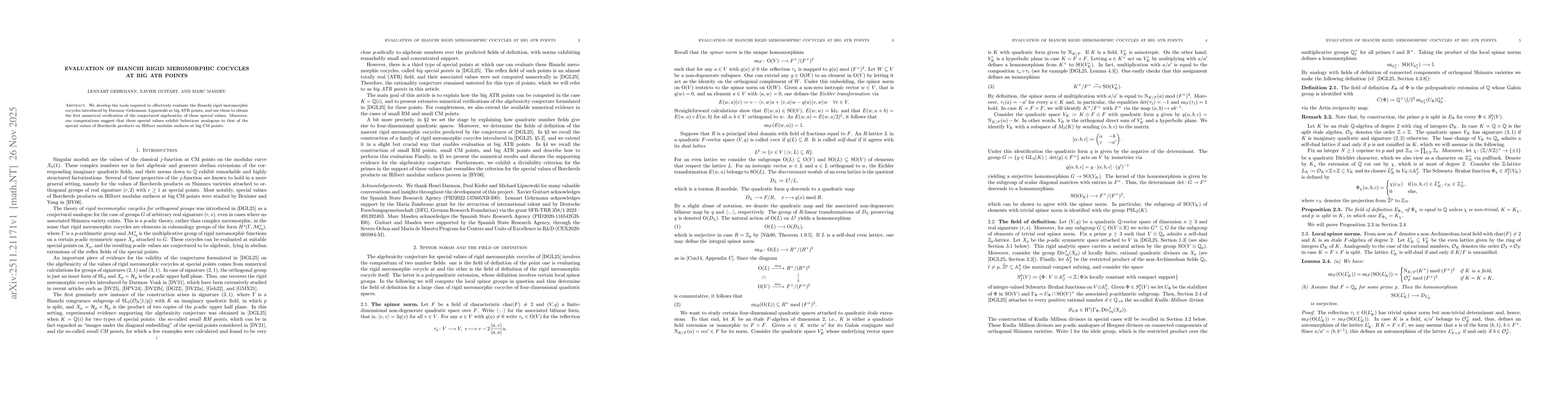 Thumbnail for Evaluation of Bianchi Rigid Meromorphic Cocycles at Big ATR Points