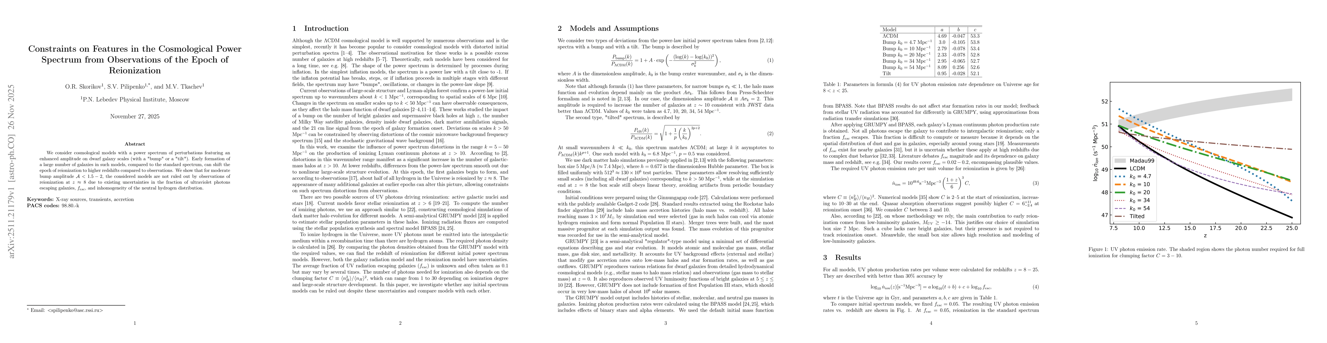 Thumbnail for Constraints on Features in the Cosmological Power Spectrum from Observations of the Epoch of Reionization