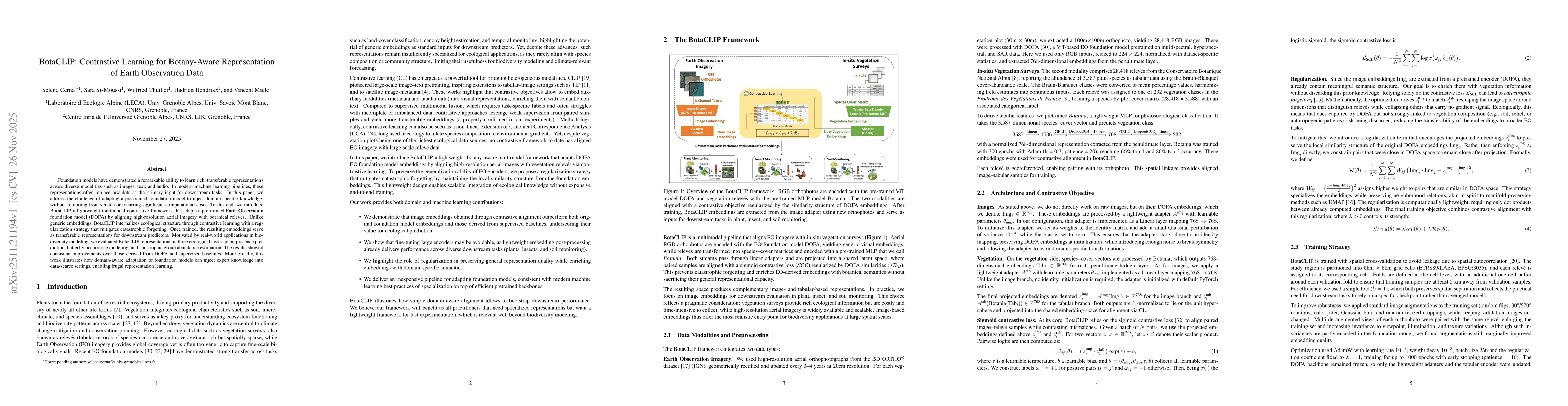 Thumbnail for BotaCLIP: Contrastive Learning for Botany-Aware Representation of Earth Observation Data