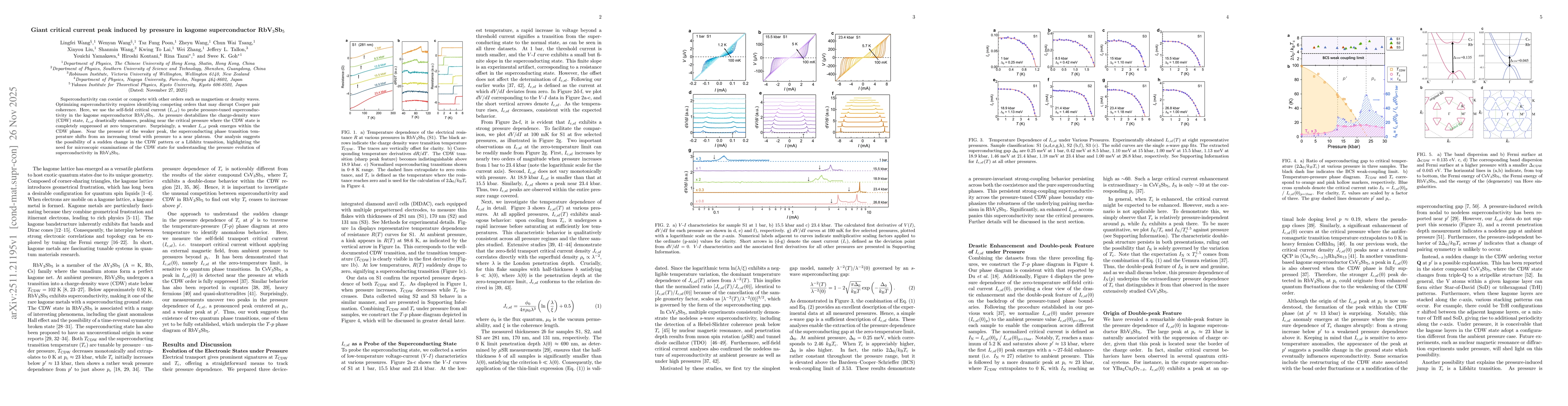 Thumbnail for Giant critical current peak induced by pressure in kagome superconductor RbV$_{3}$Sb$_{5}$
