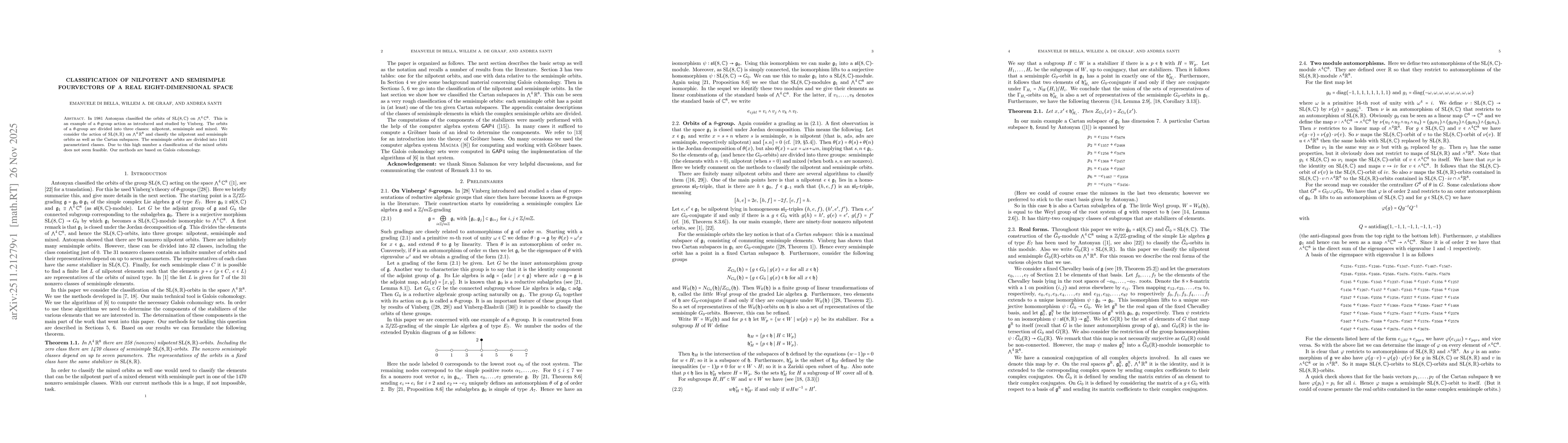 Thumbnail for Classification of nilpotent and semisimple fourvectors of a real eight-dimensional space