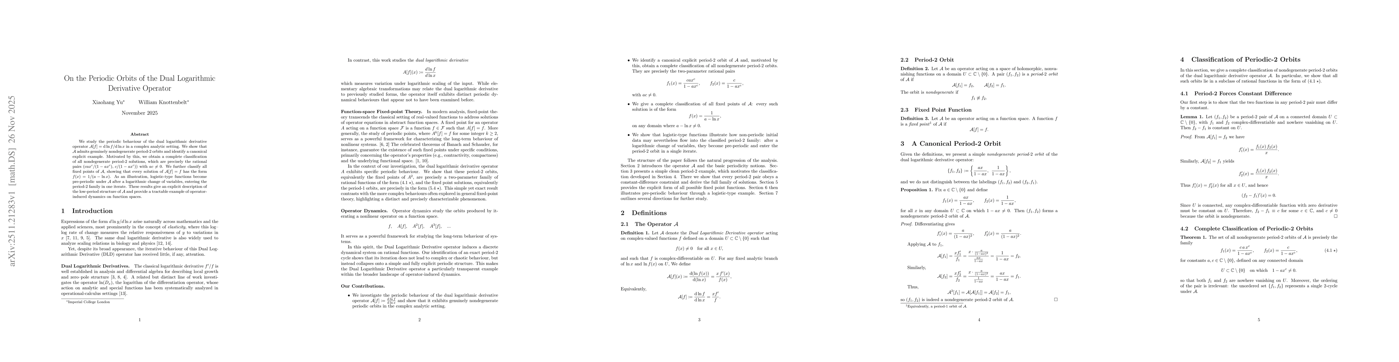 Thumbnail for On the Periodic Orbits of the Dual Logarithmic Derivative Operator