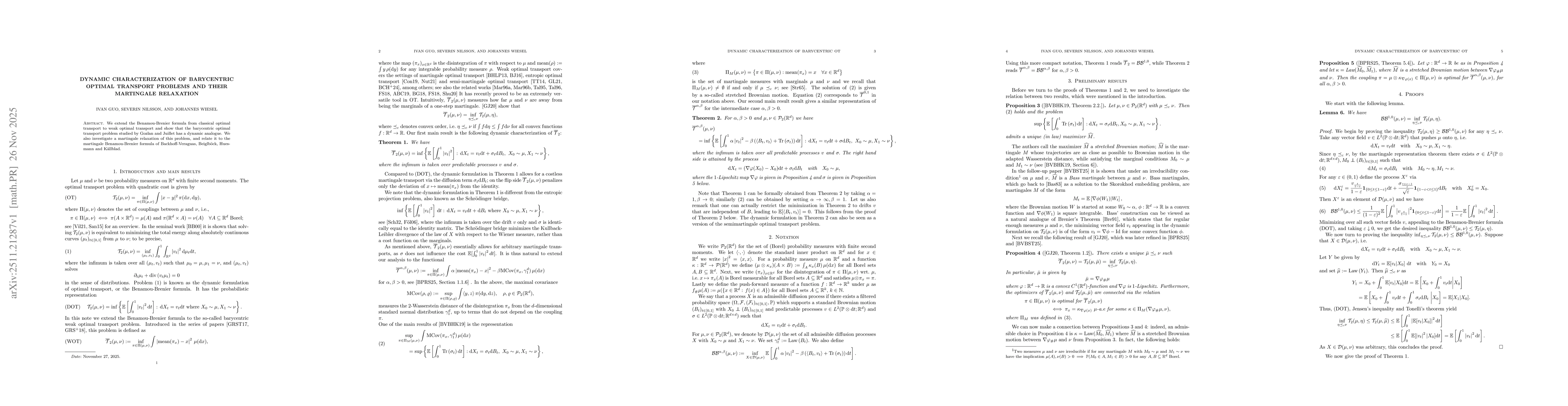 Thumbnail for Dynamic characterization of barycentric optimal transport problems and their martingale relaxation