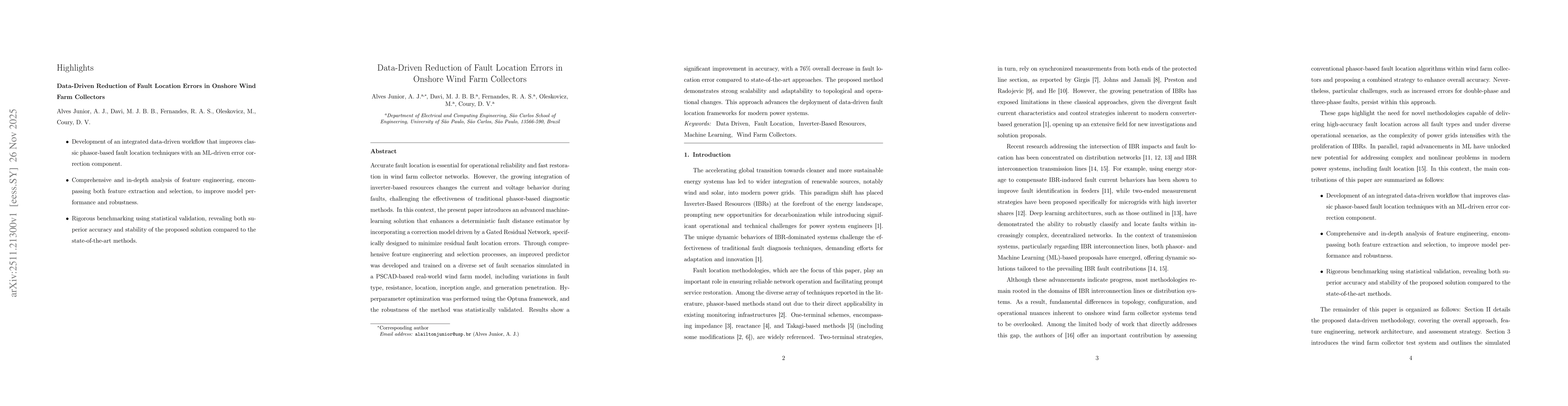 Thumbnail for Data-Driven Reduction of Fault Location Errors in Onshore Wind Farm Collectors