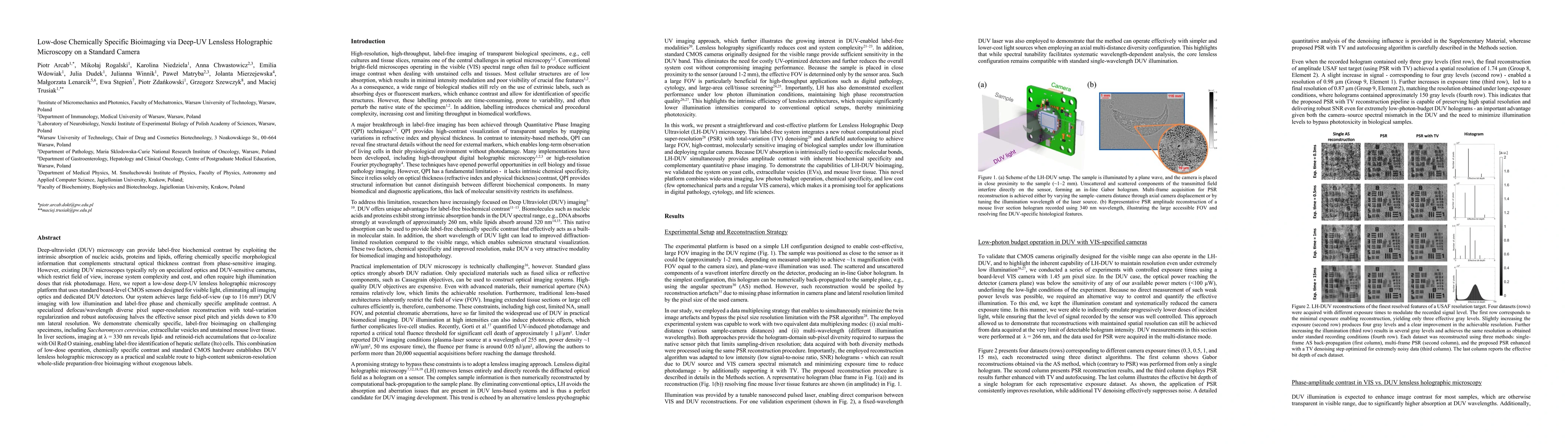 Thumbnail for Low-dose Chemically Specific Bioimaging via Deep-UV Lensless Holographic Microscopy on a Standard Camera