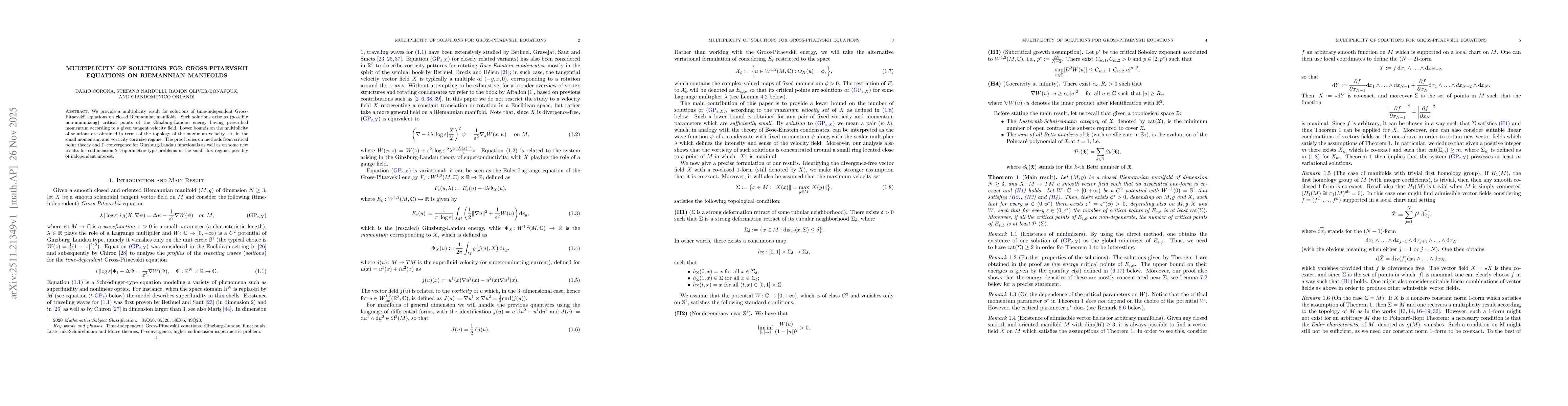 Thumbnail for Multiplicity of solutions for Gross-Pitaevskii equations on Riemannian manifolds