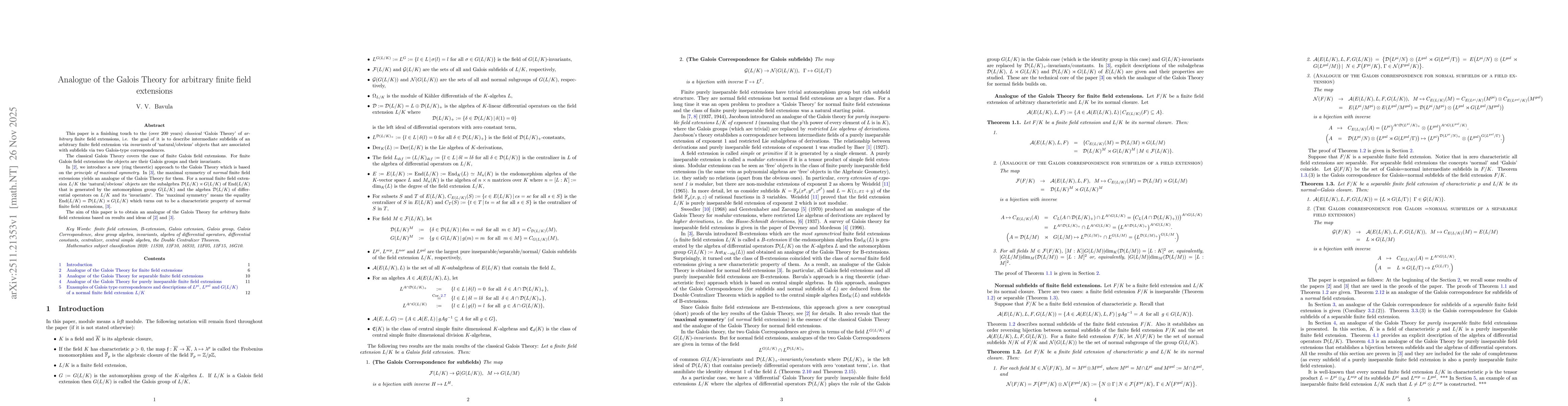 Thumbnail for Analogue of the Galois Theory for arbitrary finite field extensions