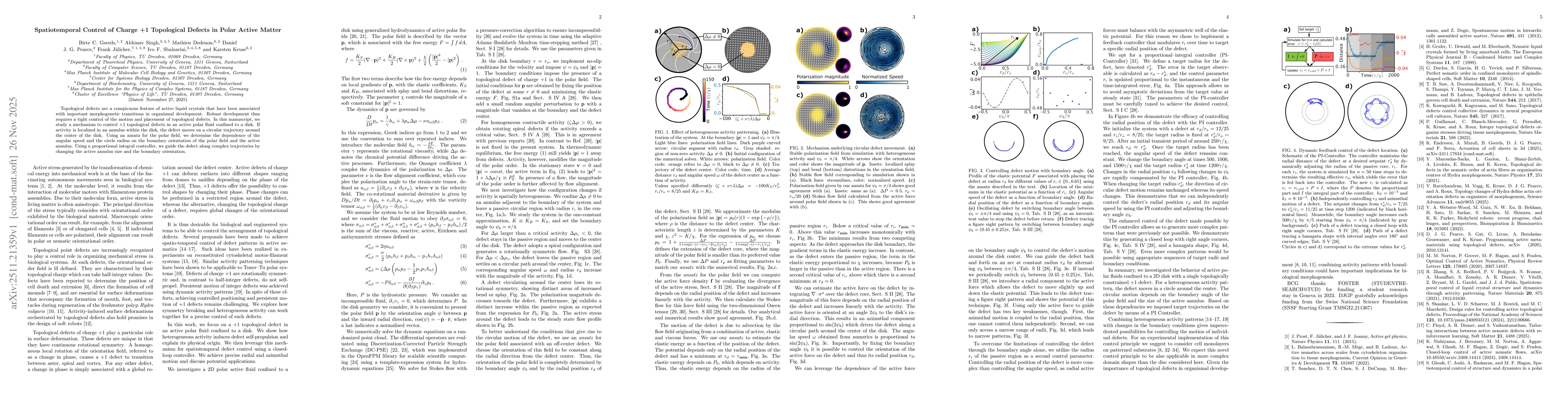 Thumbnail for Spatiotemporal Control of Charge +1 Topological Defects in Polar Active Matter