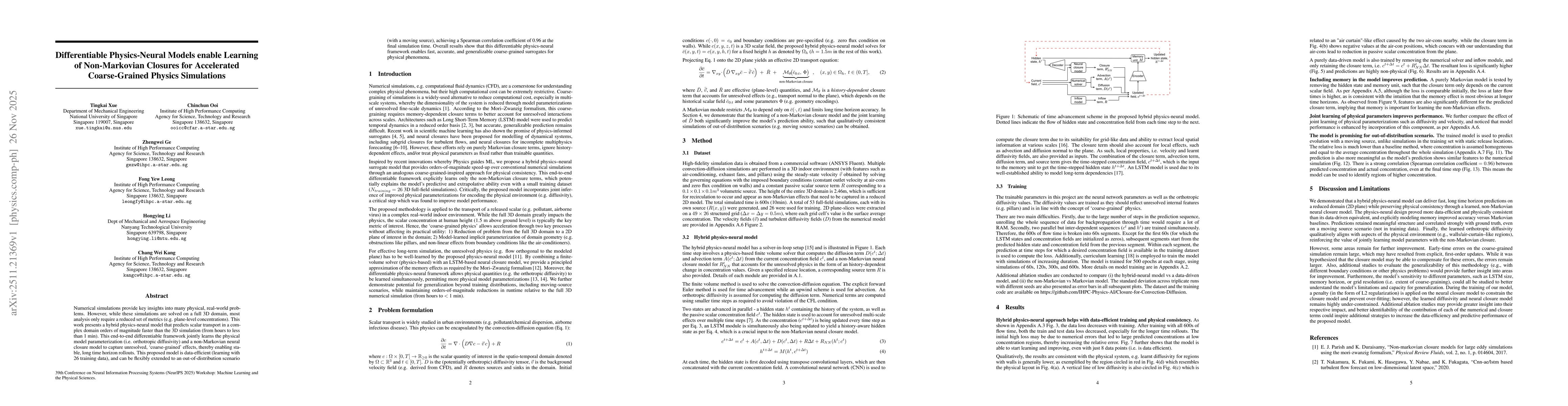 Thumbnail for Differentiable Physics-Neural Models enable Learning of Non-Markovian Closures for Accelerated Coarse-Grained Physics Simulations