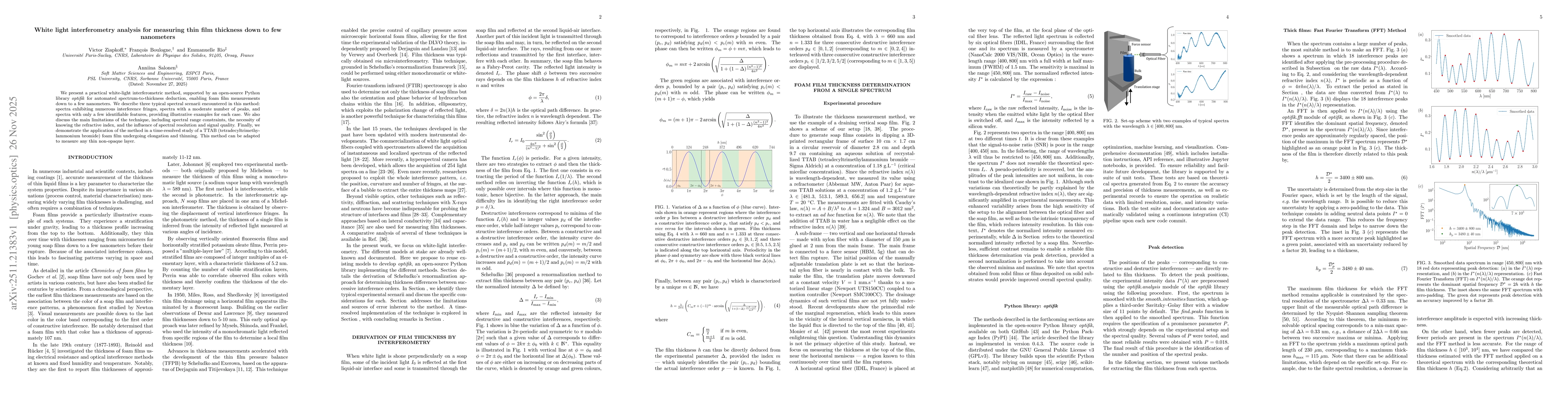 Thumbnail for White light interferometry analysis for measuring thin film thickness down to few nanometers