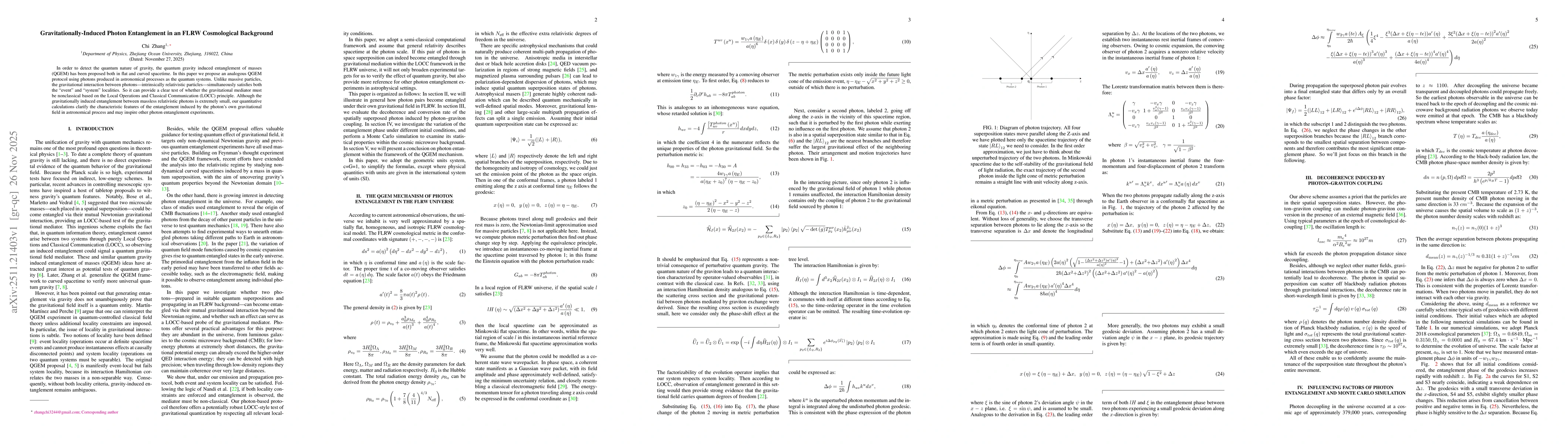 Thumbnail for Gravitationally-Induced Photon Entanglement in an FLRW Cosmological Background