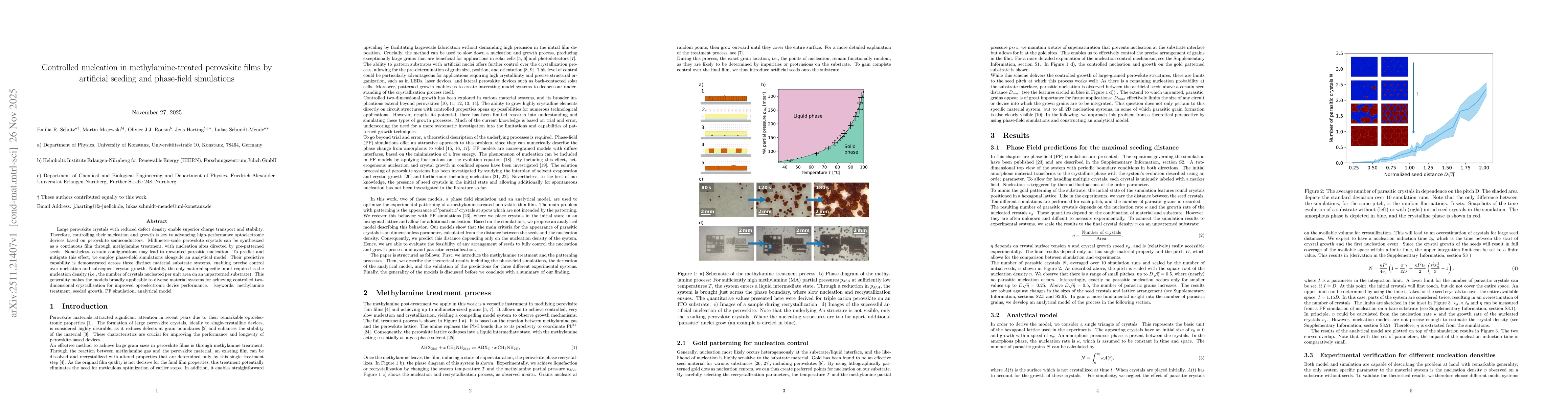 Thumbnail for Controlled nucleation in methylamine-treated perovskite films by artificial seeding and phase-field simulations