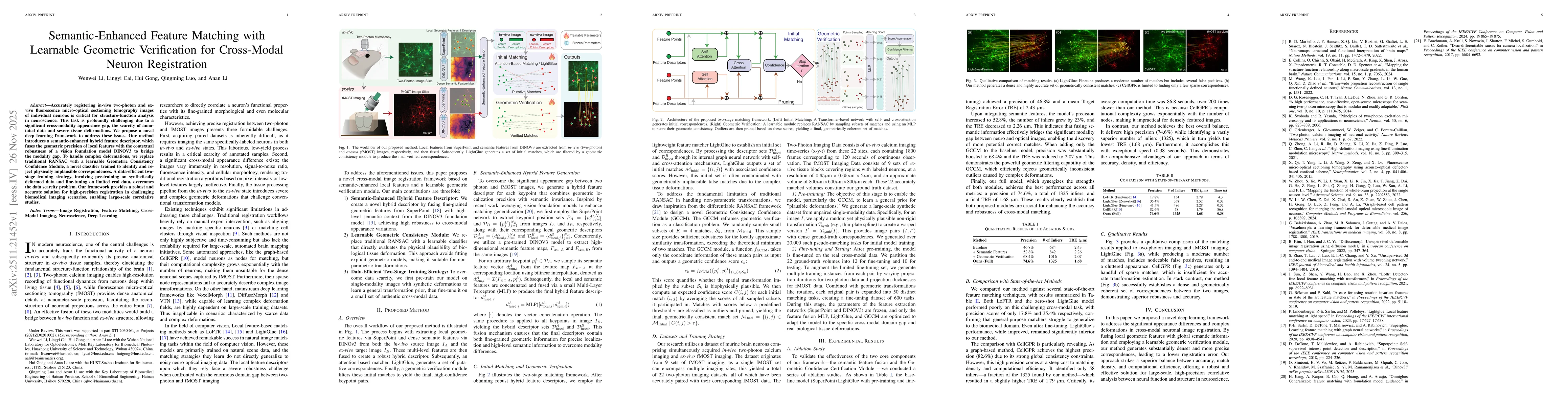 Thumbnail for Semantic-Enhanced Feature Matching with Learnable Geometric Verification for Cross-Modal Neuron Registration