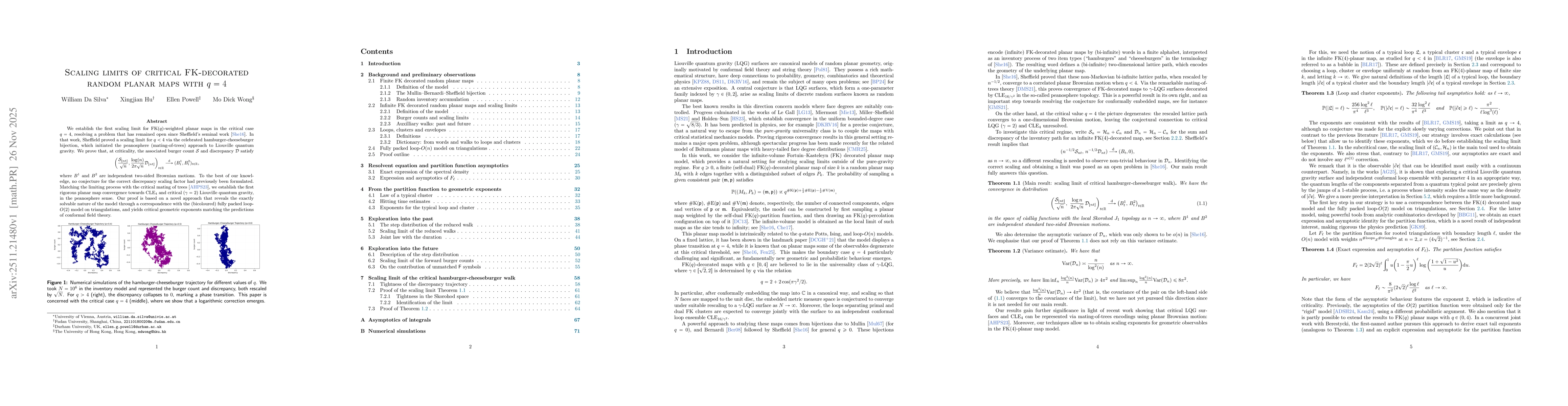 Thumbnail for Scaling limits of critical FK-decorated random planar maps with $q=4$