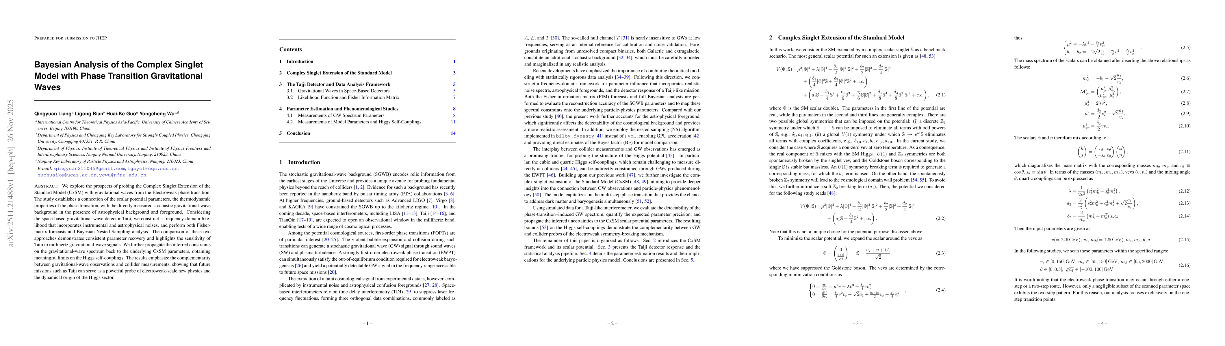 Thumbnail for Bayesian Analysis of the Complex Singlet Model with Phase Transition Gravitational Waves