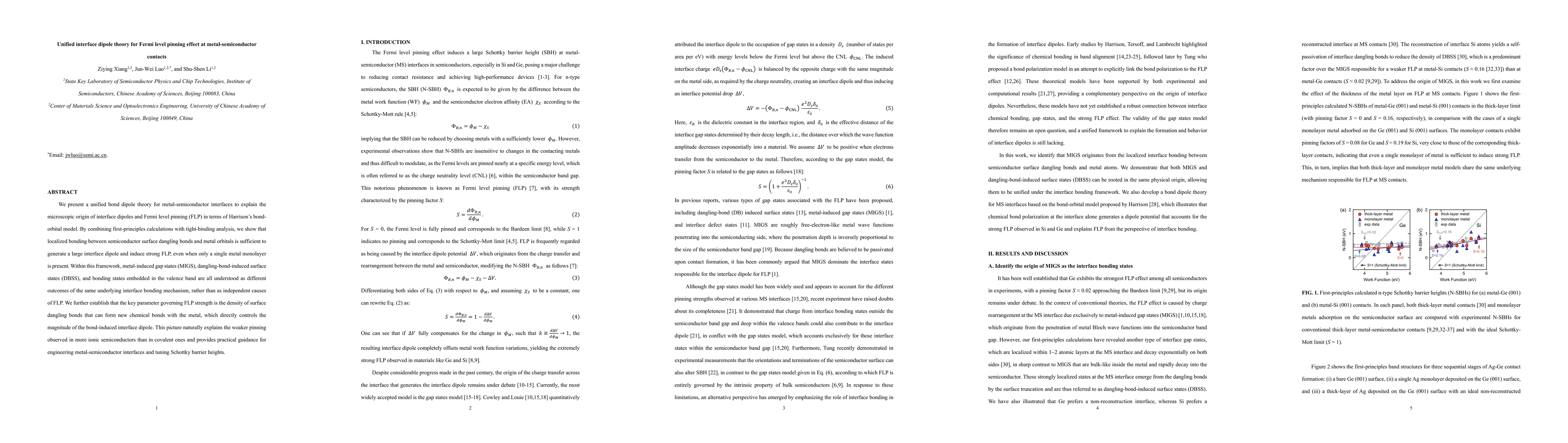 Thumbnail for Unified interface dipole theory for Fermi level pinning effect at metal-semiconductor contacts