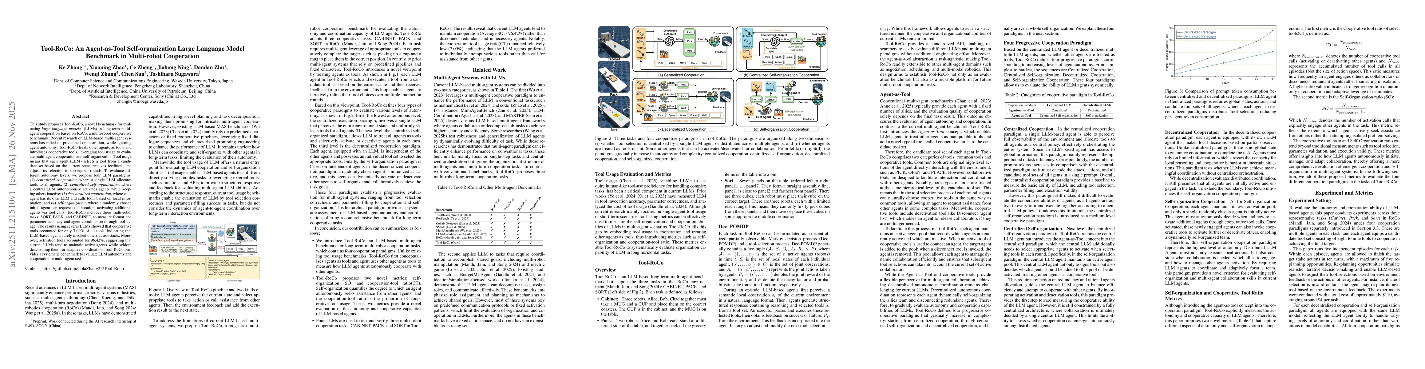 Thumbnail for Tool-RoCo: An Agent-as-Tool Self-organization Large Language Model Benchmark in Multi-robot Cooperation