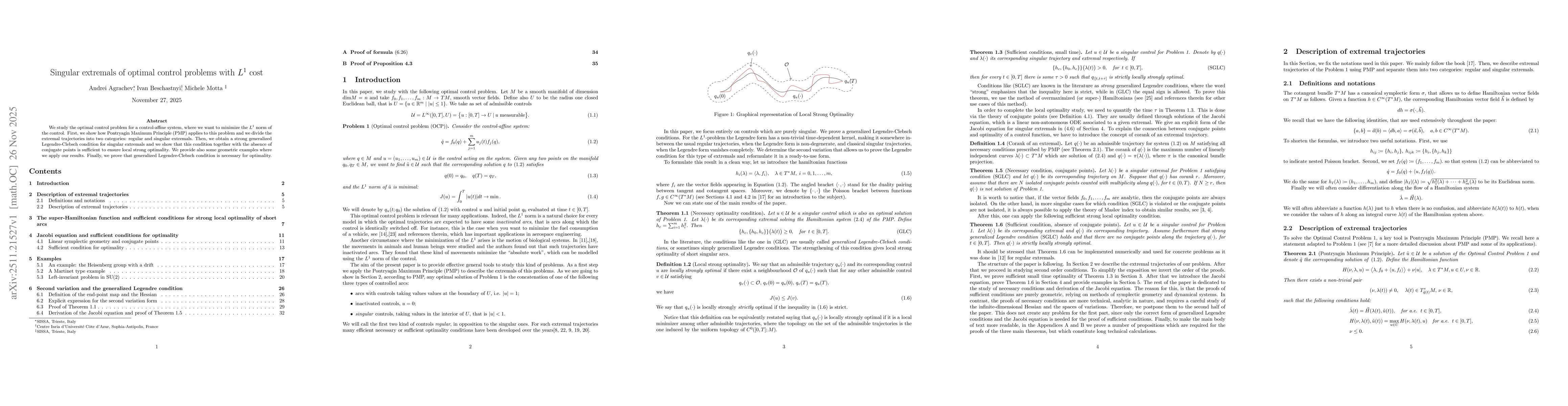 Thumbnail for Singular extremals of optimal control problems with $L^1$ cost
