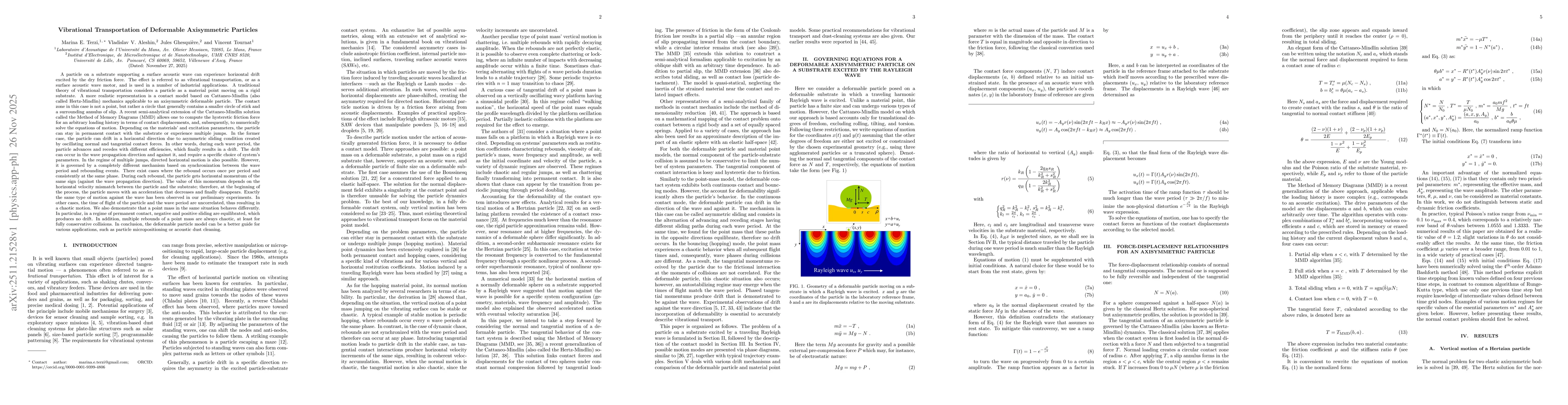 Thumbnail for Vibrational Transportation of Deformable Axisymmetric Particles