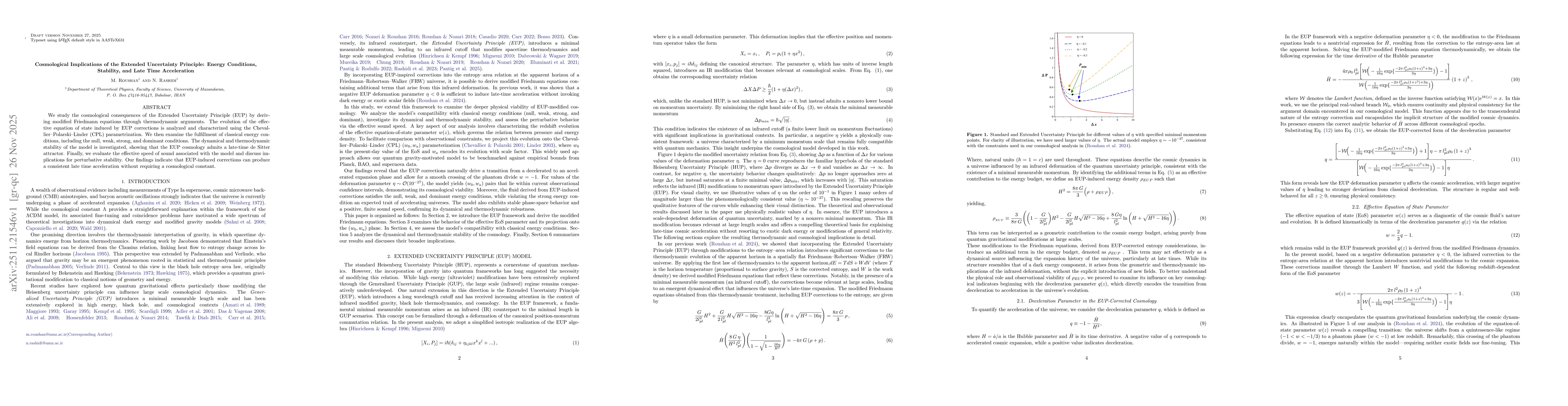 Thumbnail for Cosmological Implications of the Extended Uncertainty Principle: Energy Conditions, Stability, and Late Time Acceleration