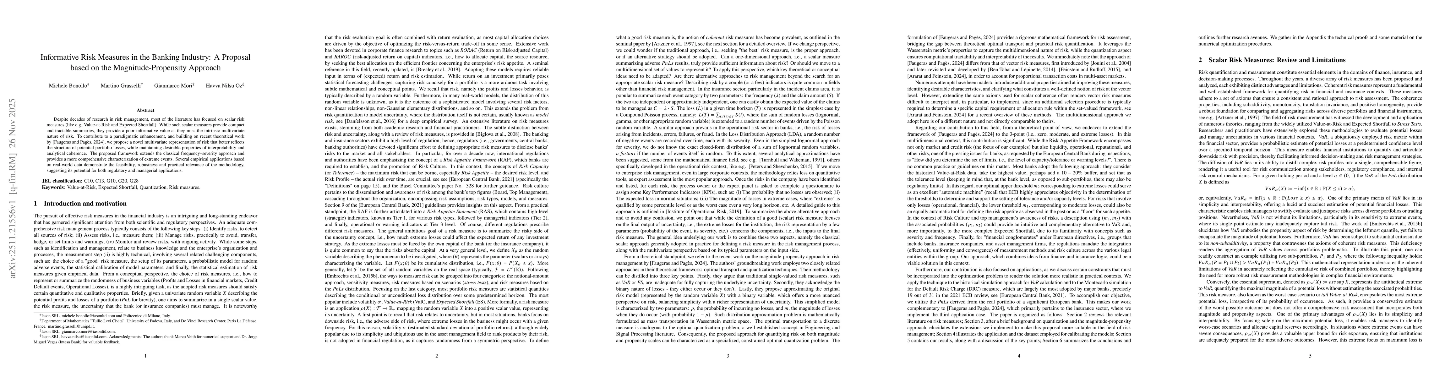 Thumbnail for Informative Risk Measures in the Banking Industry: A Proposal based on the Magnitude-Propensity Approach