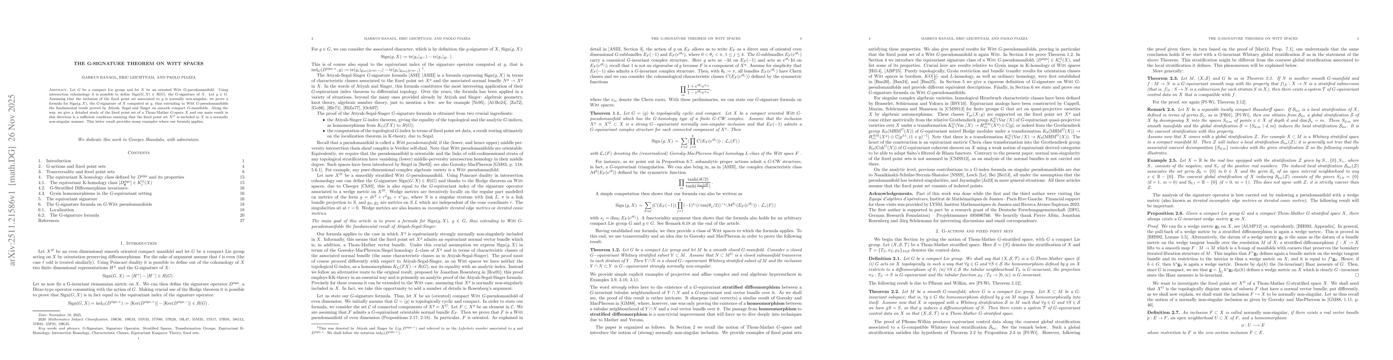 Thumbnail for The G-signature Theorem on Witt spaces