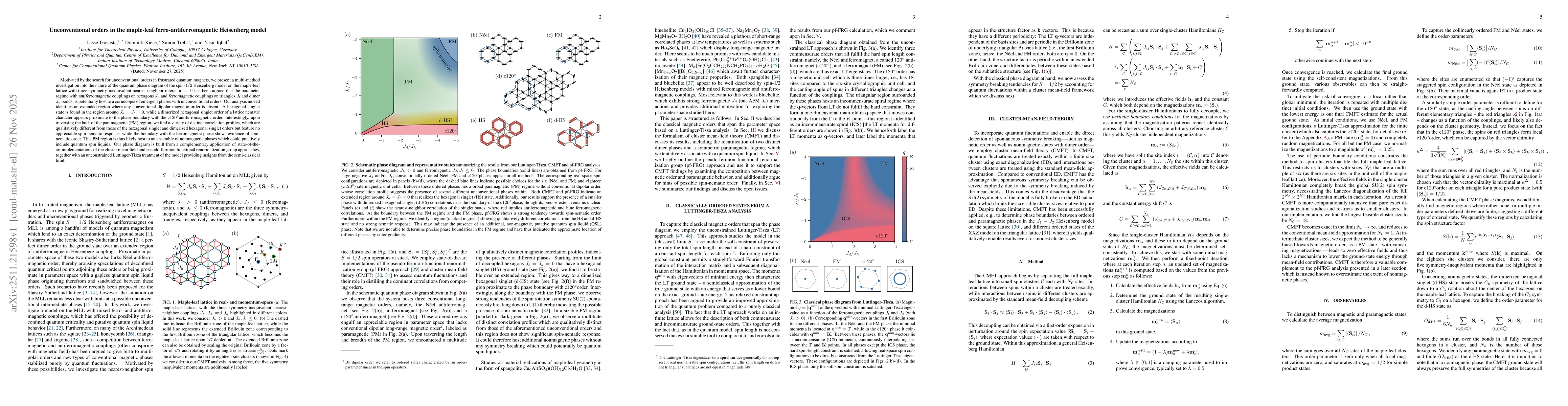 Thumbnail for Unconventional orders in the maple-leaf ferro-antiferromagnetic Heisenberg model