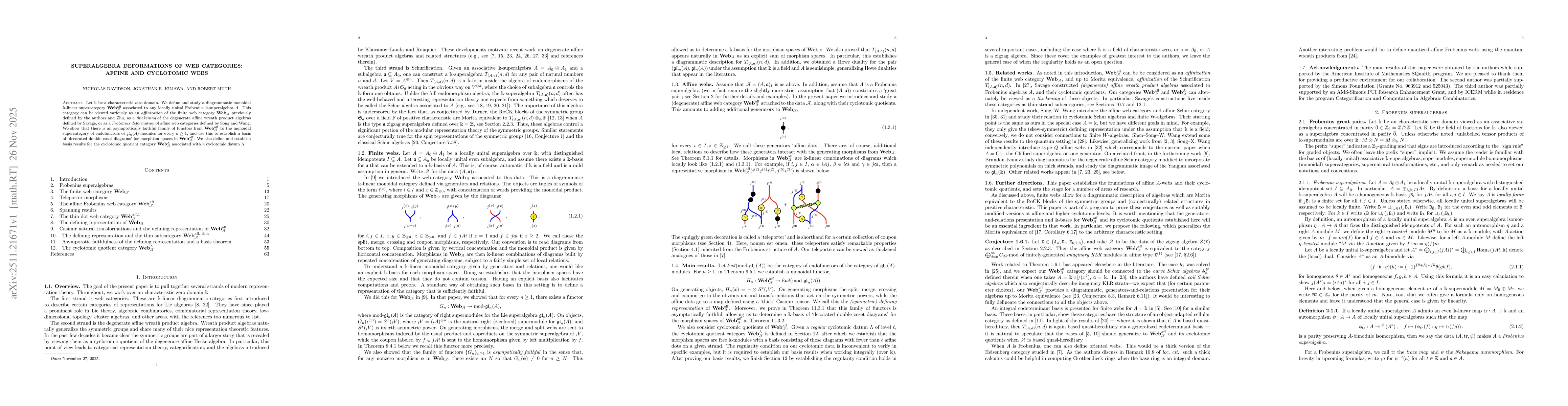 Thumbnail for Superalgebra deformations of web categories: Affine and cyclotomic webs