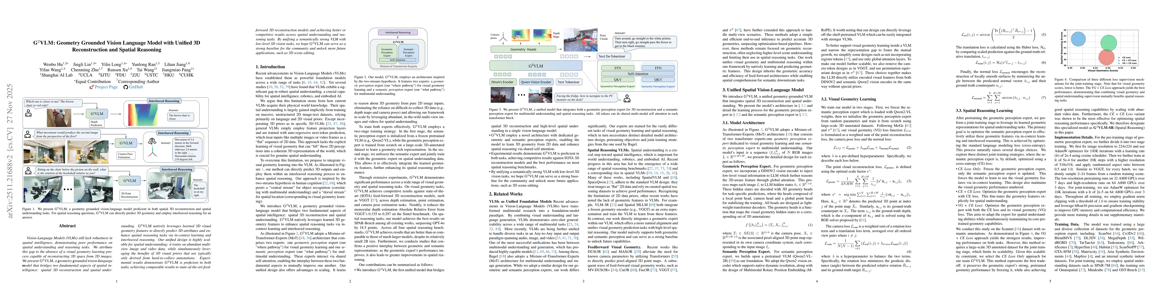 Thumbnail for G$^2$VLM: Geometry Grounded Vision Language Model with Unified 3D Reconstruction and Spatial Reasoning