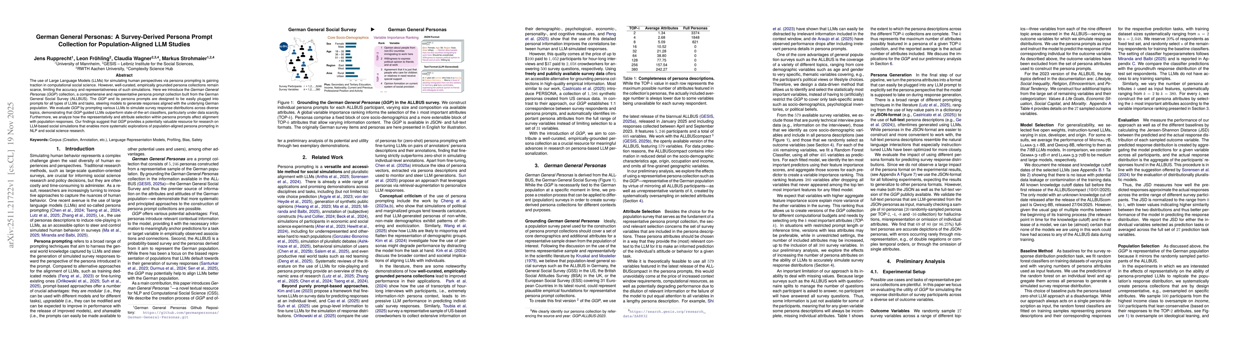 Thumbnail for German General Personas: A Survey-Derived Persona Prompt Collection for Population-Aligned LLM Studies