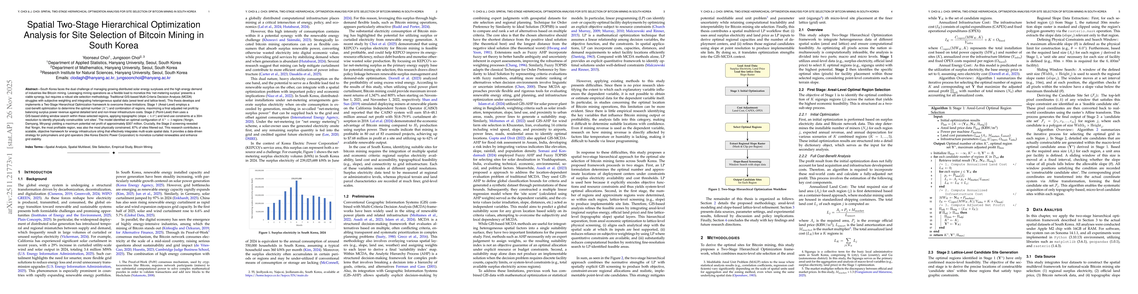 Thumbnail for Spatial Two-Stage Hierarchical Optimization Analysis for Site Selection of Bitcoin Mining in South Korea