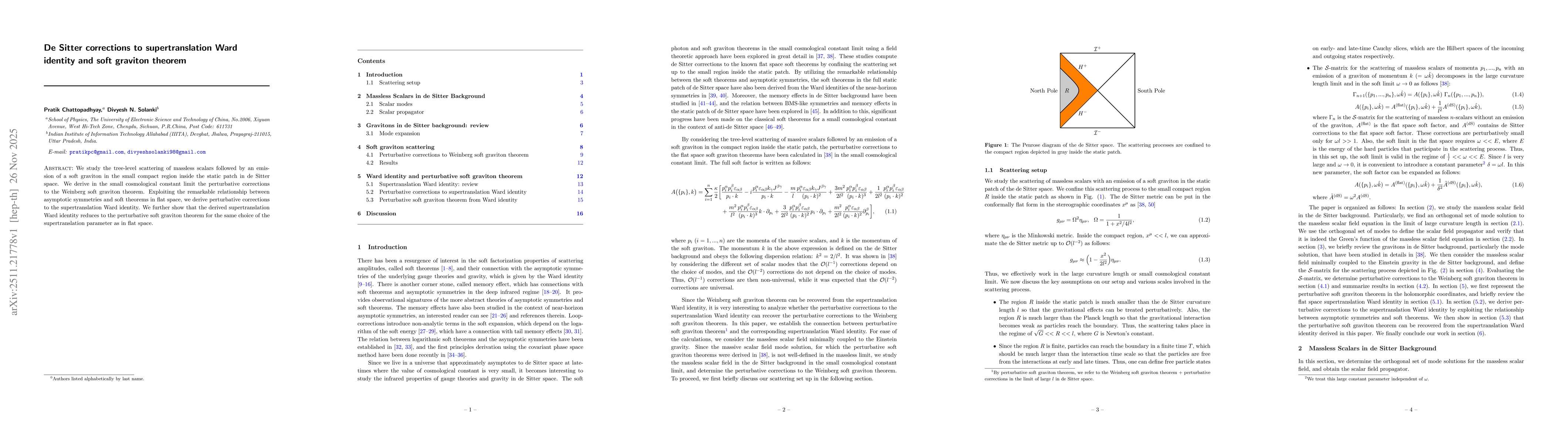 Thumbnail for De Sitter corrections to supertranslation Ward identity and soft graviton theorem