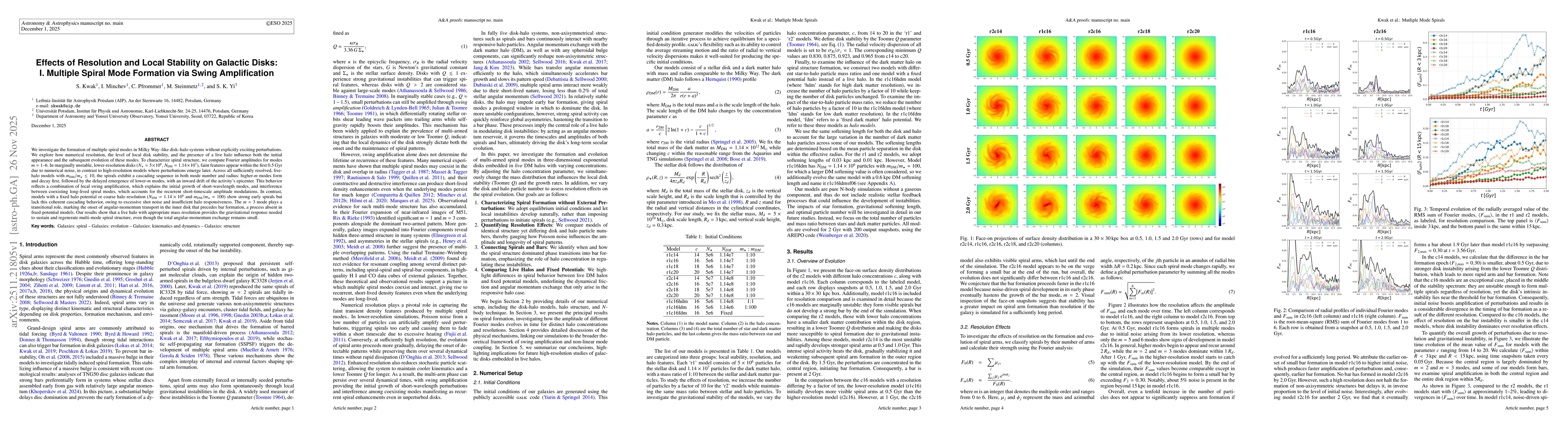 Thumbnail for Effects of Resolution and Local Stability on Galactic Disks: I. Multiple Spiral Mode Formation via Swing Amplification