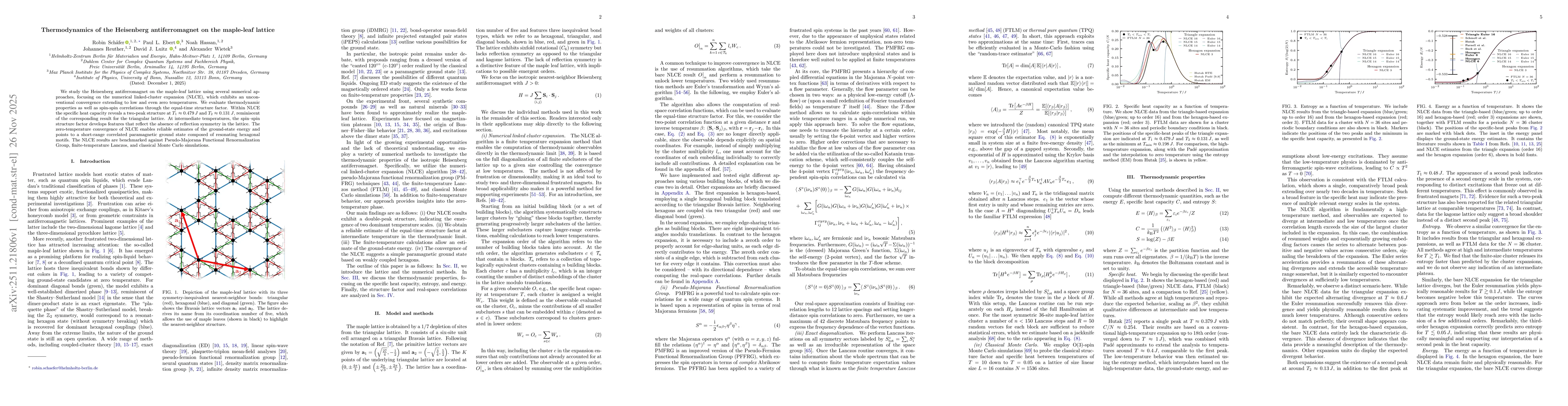 Thumbnail for Thermodynamics of the Heisenberg antiferromagnet on the maple-leaf lattice