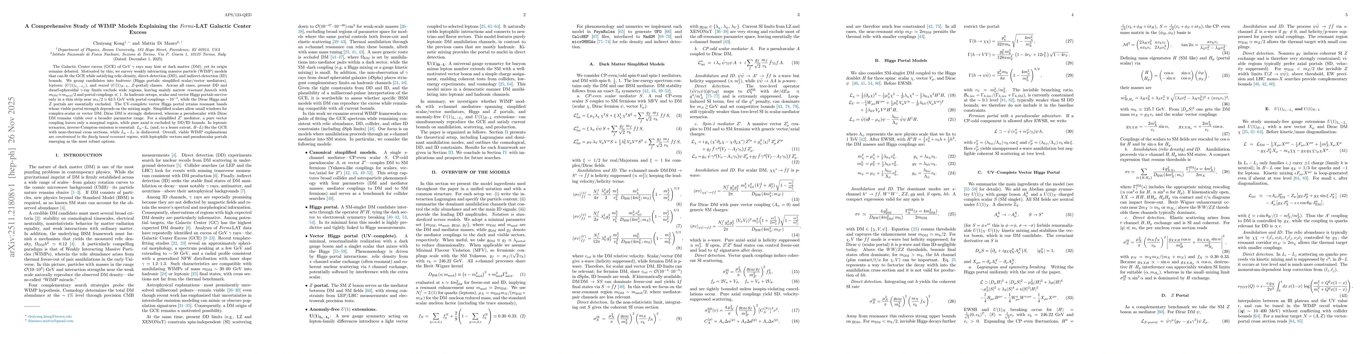 Thumbnail for A Comprehensive Study of WIMP Models Explaining the Fermi-LAT Galactic Center Excess