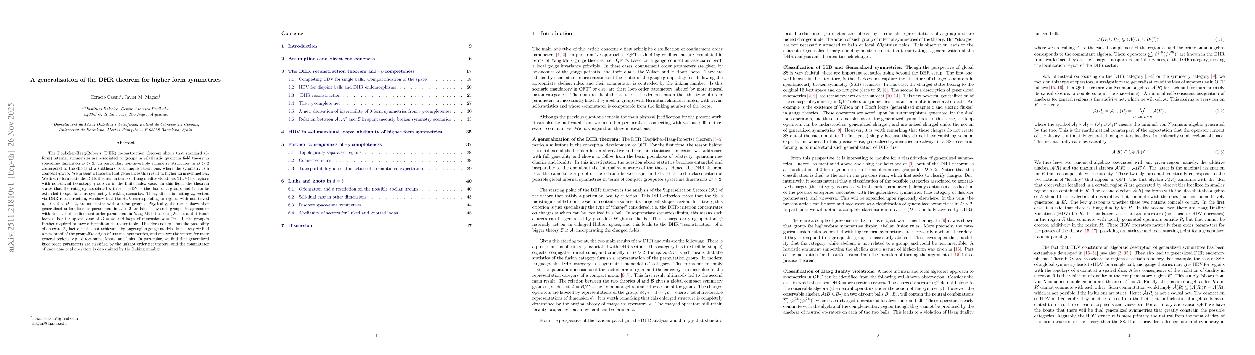 Thumbnail for A generalization of the DHR theorem for higher form symmetries
