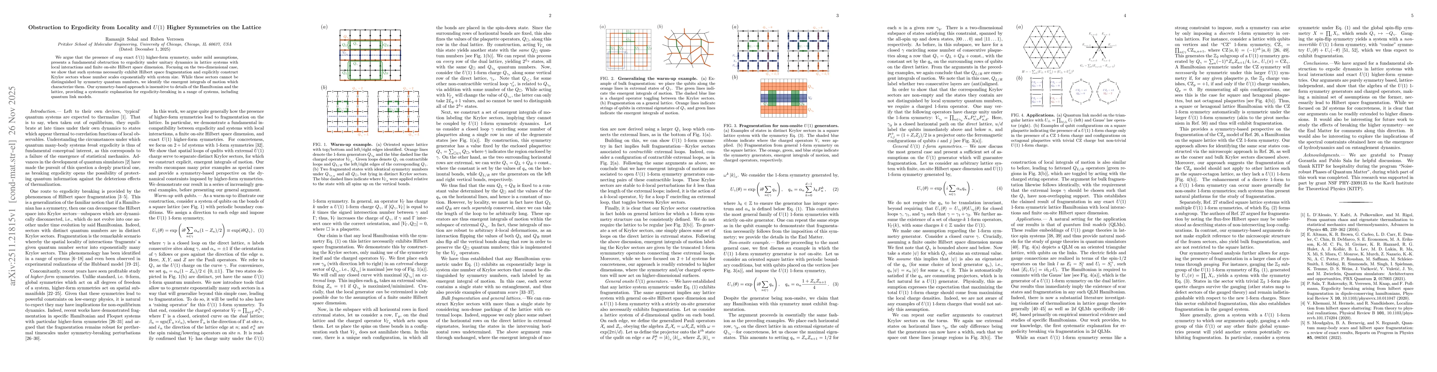 Thumbnail for Obstruction to Ergodicity from Locality and $U(1)$ Higher Symmetries on the Lattice