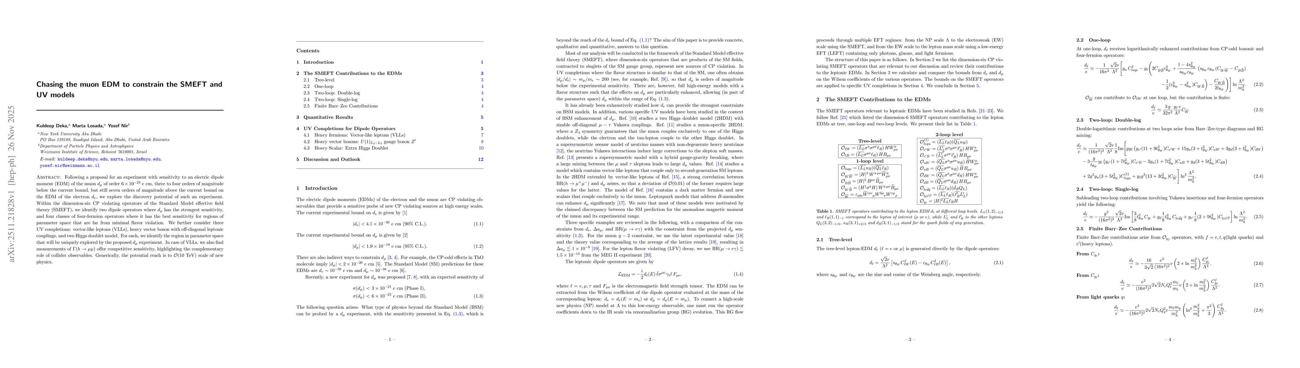 Thumbnail for Chasing the muon EDM to constrain the SMEFT and UV models