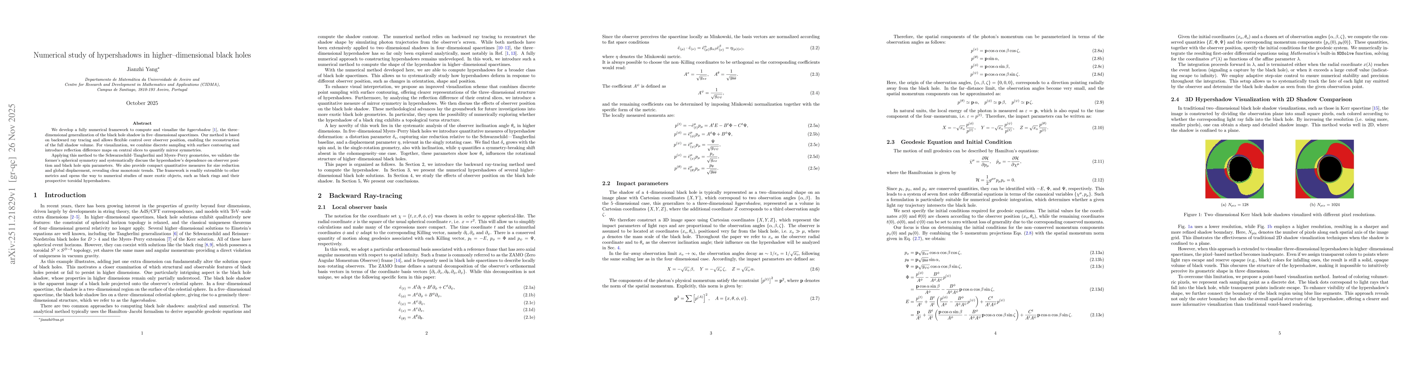 Thumbnail for Numerical study of hypershadows in higher-dimensional black holes