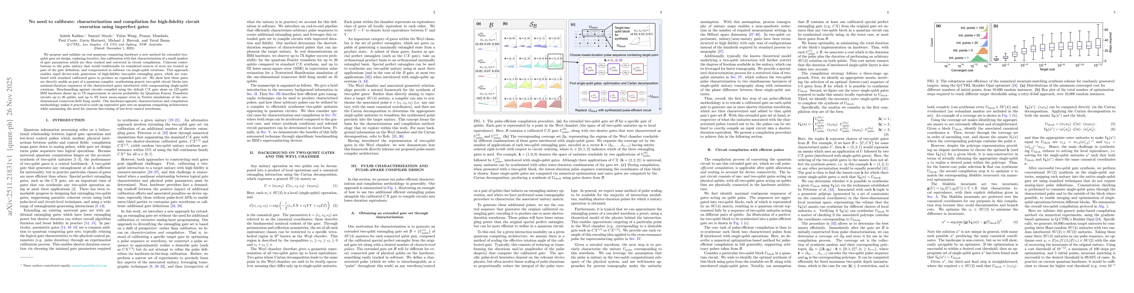 Thumbnail for No need to calibrate: characterization and compilation for high-fidelity circuit execution using imperfect gates