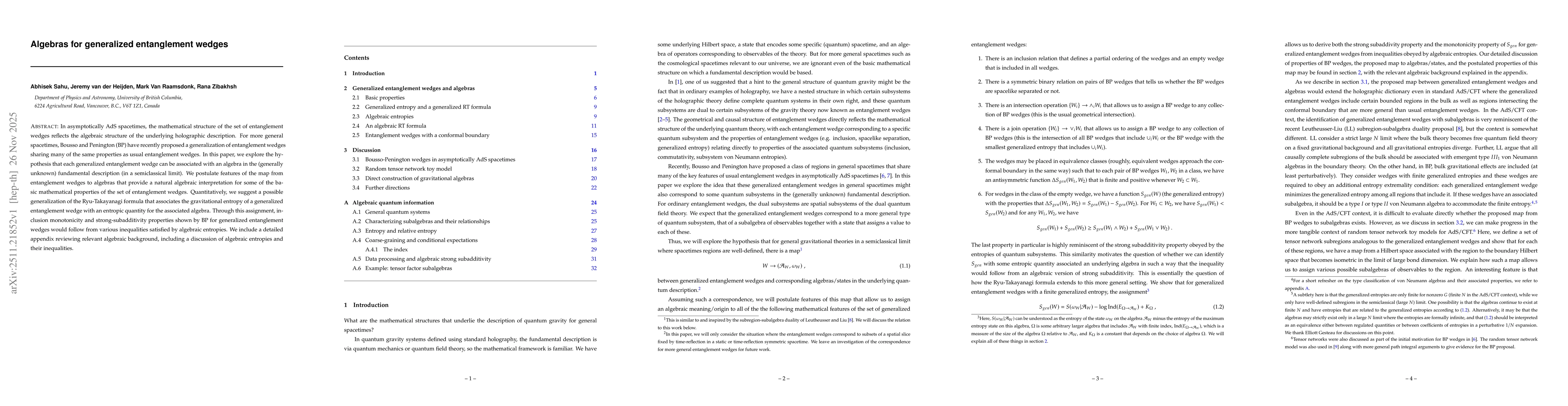 Thumbnail for Algebras for generalized entanglement wedges