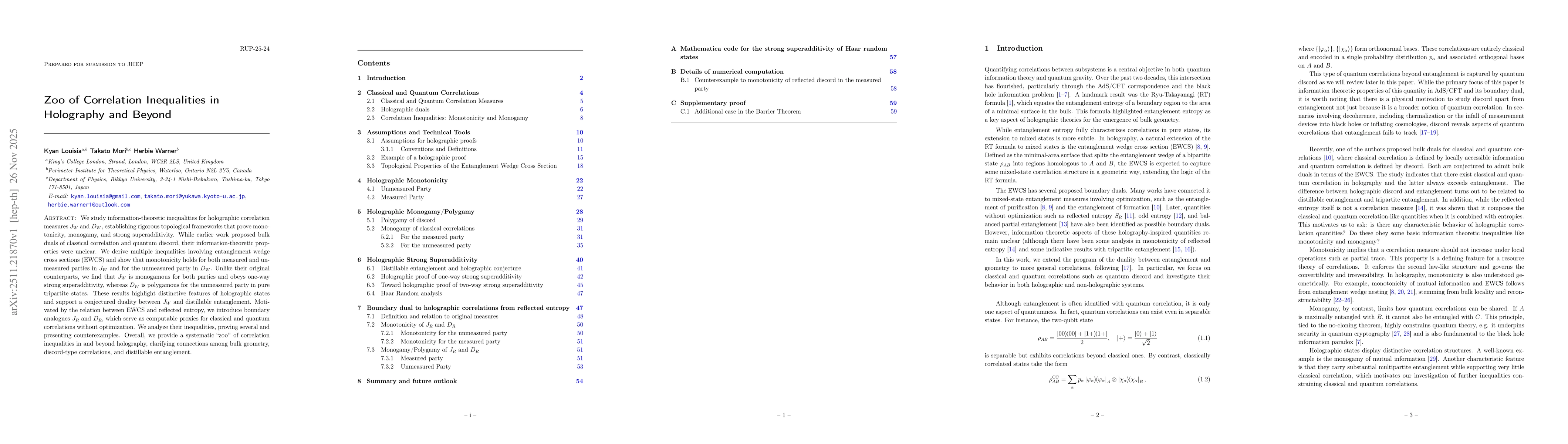 Thumbnail for Zoo of Correlation Inequalities in Holography and Beyond