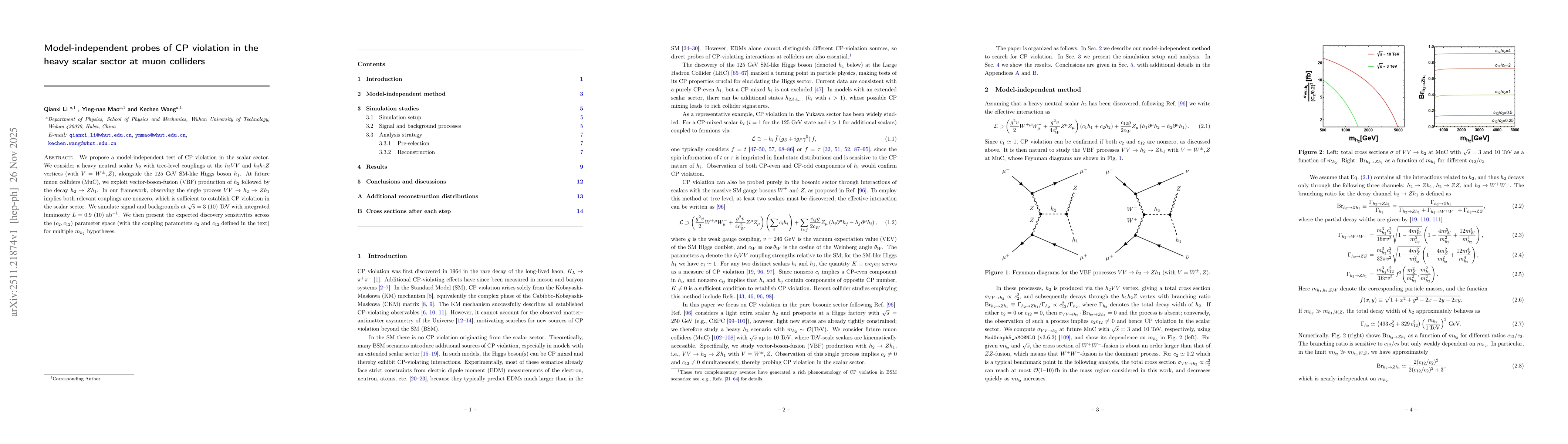Thumbnail for Model-independent probes of CP violation in the heavy scalar sector at muon colliders