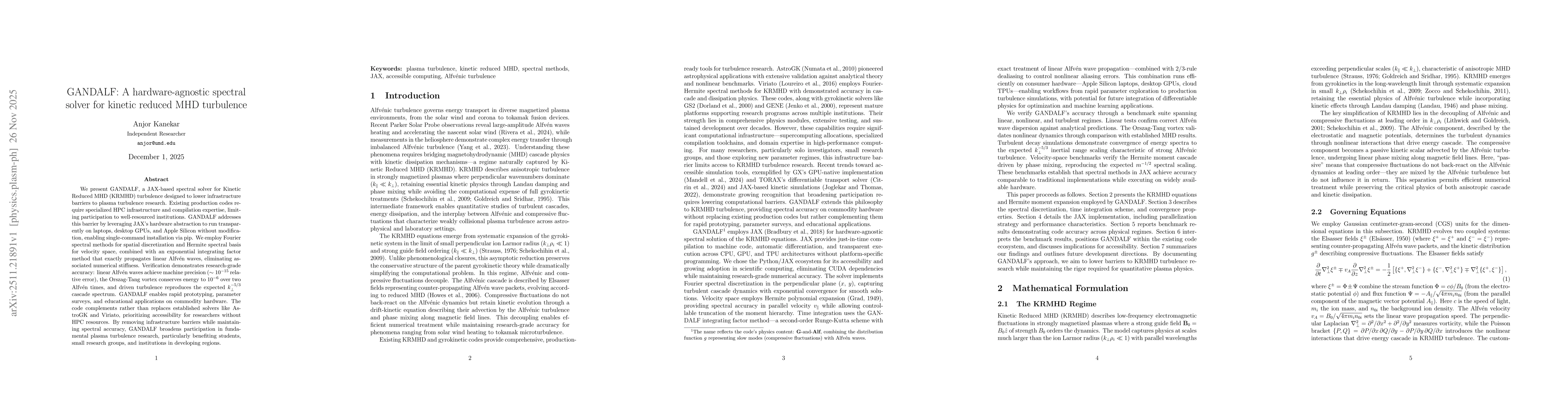 Thumbnail for GANDALF: A hardware-agnostic spectral solver for kinetic reduced MHD turbulence
